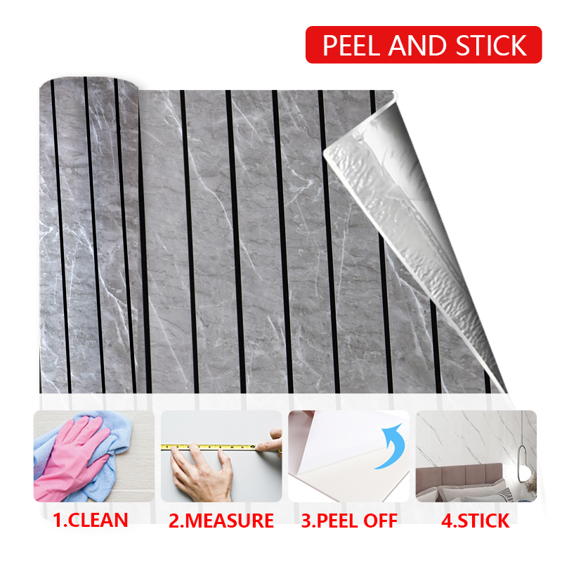 wholesale 3d self adhesive wood pattern sticker oil proof fluted wall stickers for kitchen living room