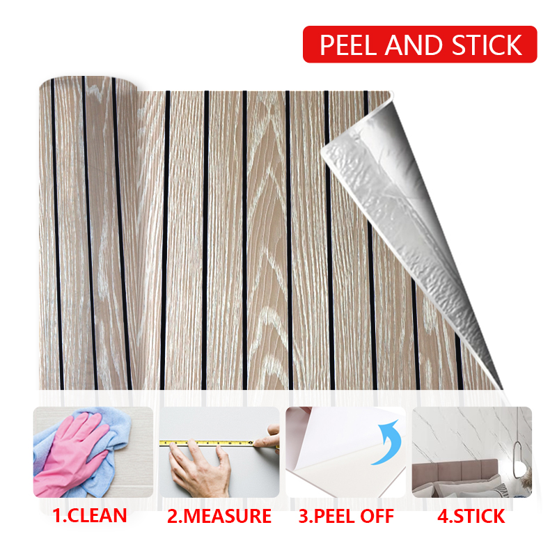 new design indoor decoration self adhesive wall sticker wood veneer fluted wall sticker for home office