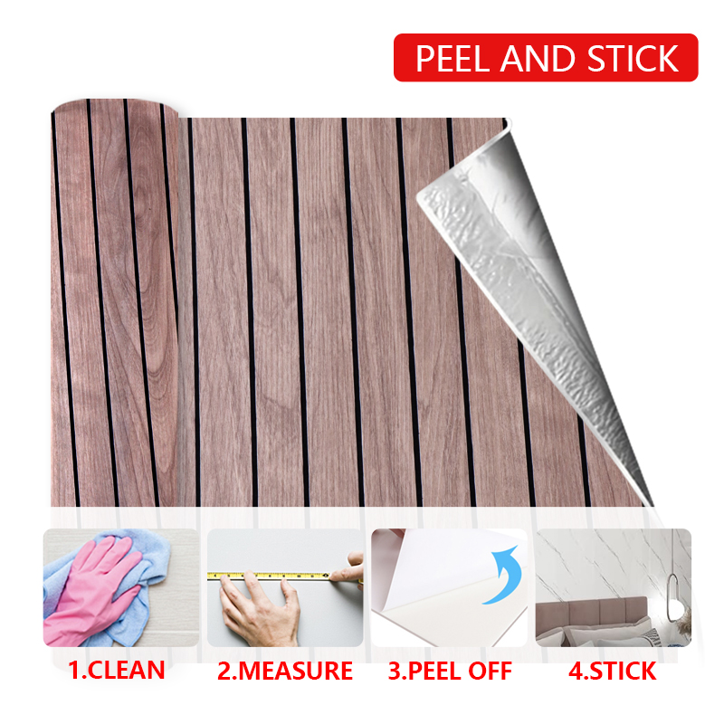 fashion wood grain self-adhesive ixpe fluted wall panel sticker 3d grille wall sticker for wall decoration
