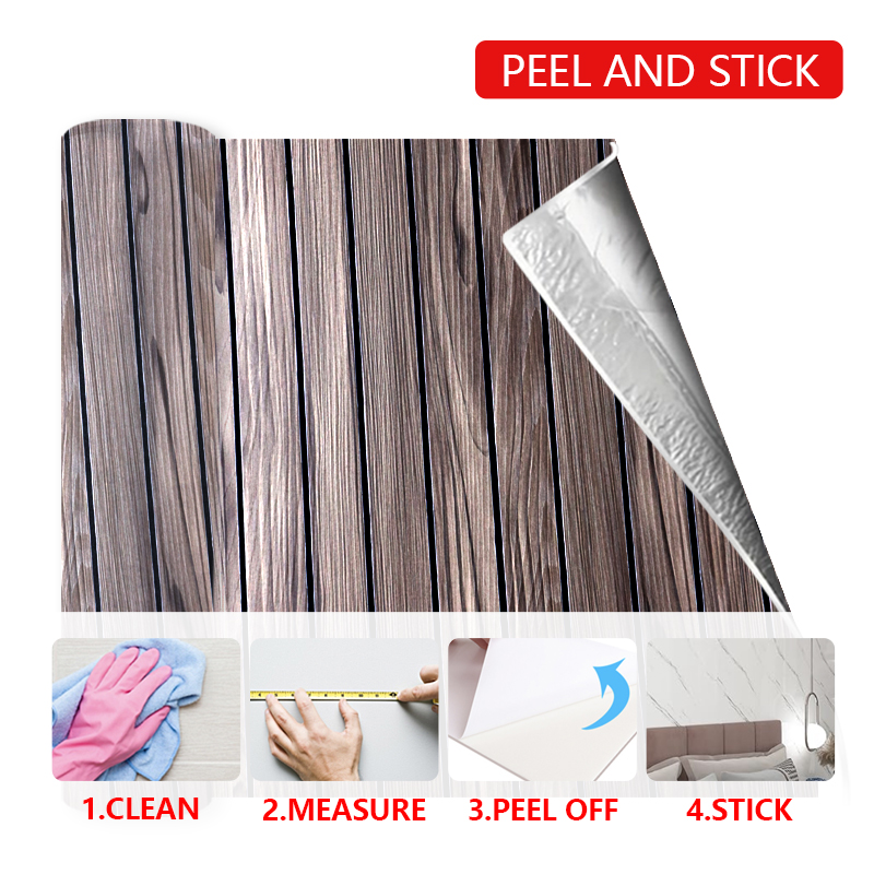 modern home Self Adhesive IXPE Fluted Wall Sticker Durable fashion wood pattern grille wall stickers